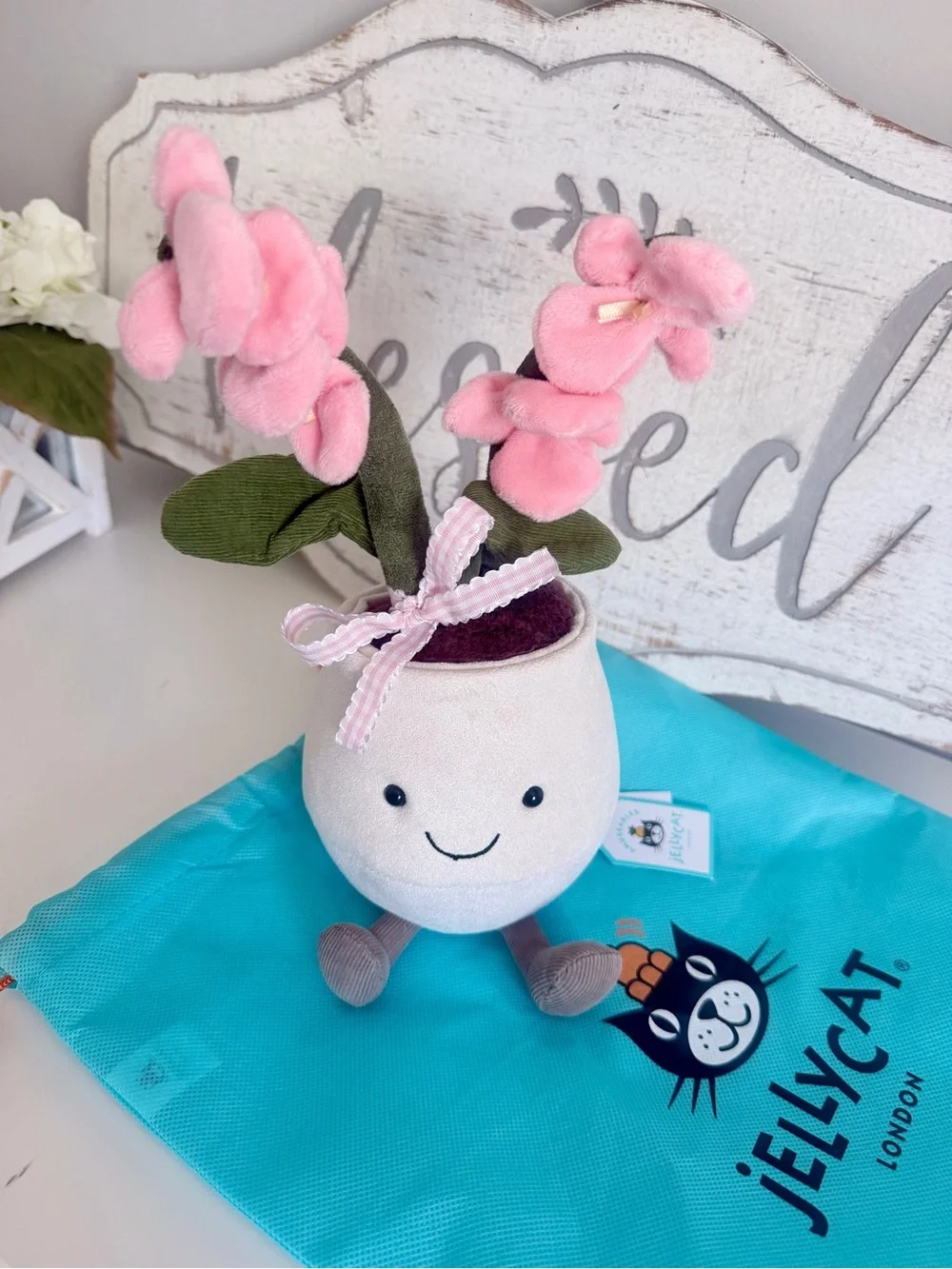 Jellycat Amuseables Pink Orchid + Dust Bag! AUTHENTIC BNWT!